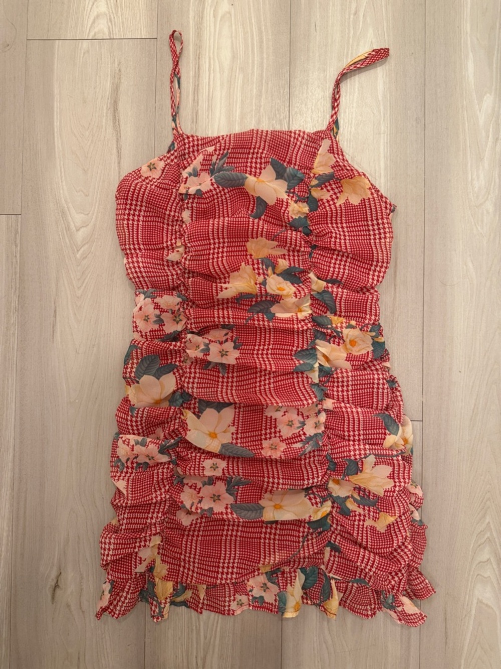Red floral dress
